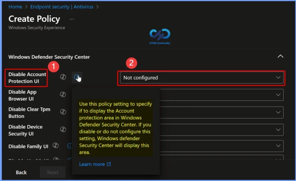 How to Configure Account Protection Area Visibility in Windows Security using Intune Policy - Fig.3