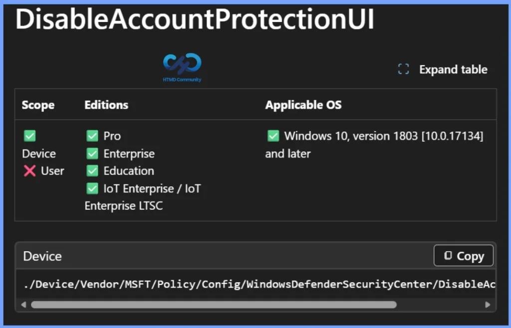 How to Configure Account Protection Area Visibility in Windows Security using Intune Policy - Fig.9
