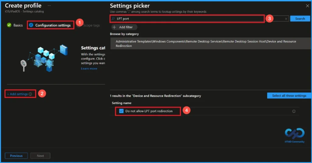 Controlling LPT Port Redirection in Remote Desktop using Intune 4 Controlling LPT Port Redirection in Remote Desktop using Intune - Fig.3