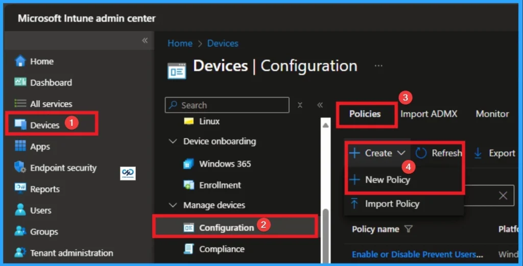 Disable Client Computer Printing Over both HTTP and HTTPS using Intune - Fig.1