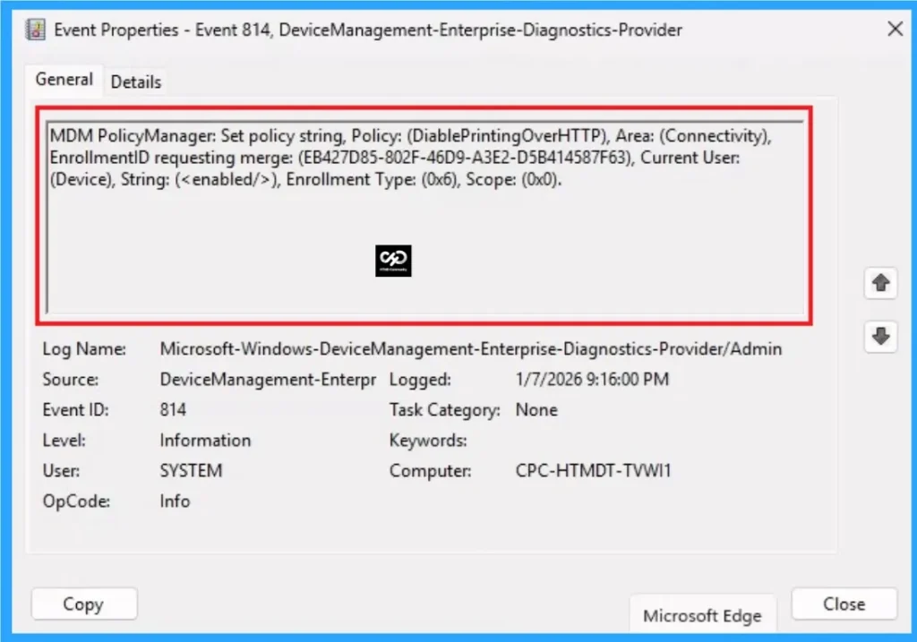 Disable Client Computer Printing Over both HTTP and HTTPS using Intune - Fig.11