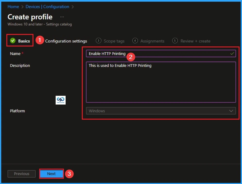 Disable Client Computer Printing Over both HTTP and HTTPS using Intune - Fig.3