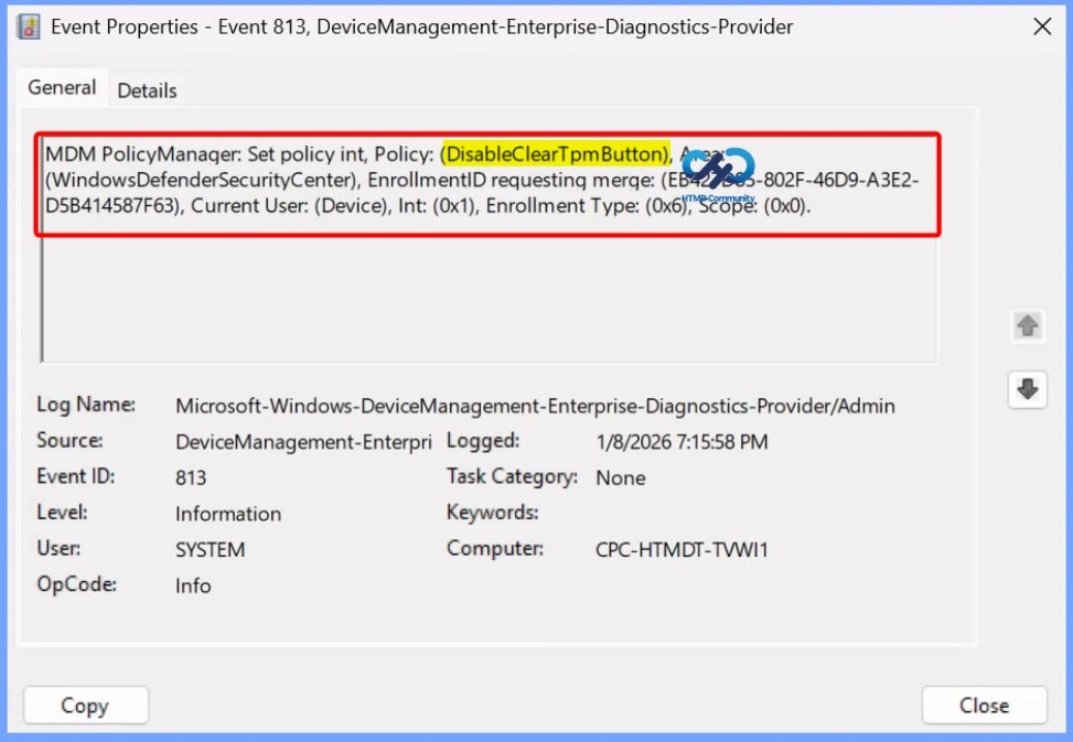 How to Protect TPM Encryption Keys by Disabling Clear TPM using Intune Policy 11 How to Protect TPM Encryption Keys by Disabling Clear TPM using Intune Policy - Fig.10