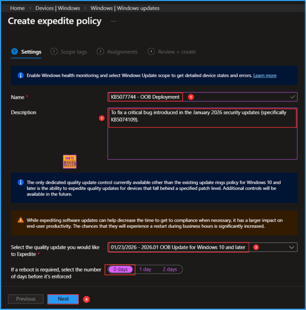 Easy Way to Deploy KB5077744 OOB Update for Windows 11 24H2 and 25H2 using Intune 4 Easy Way to Deploy KB5077744 OOB Update for Windows 11 24H2 and 25H2 using Intune. Fig. 3