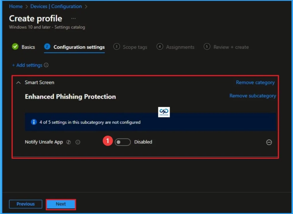 Enable Notify Unsafe App Policy for Enhanced Phishing Protection in Defender Smart Screen using Intune - Fig.5