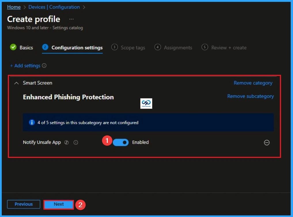 Enable Notify Unsafe App Policy for Enhanced Phishing Protection in Defender Smart Screen using Intune - Fig.6