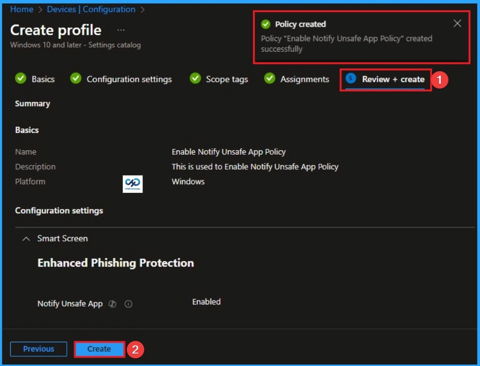 Enable Notify Unsafe App Policy for Enhanced Phishing Protection in Defender Smart Screen using Intune - Fig.9