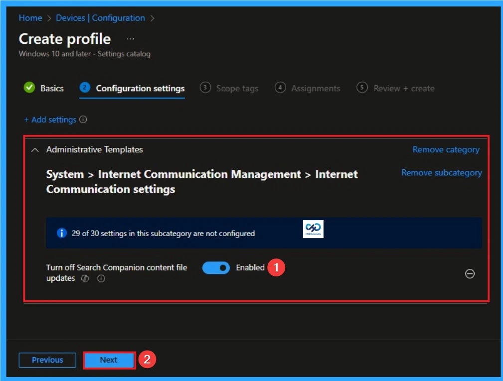 Enable Search Companion Content File Updates to Reclaim Your Network Bandwidth using Intune 7 Enable Search Companion Content File Updates to Reclaim Your Network Bandwidth using Intune - Fig.6