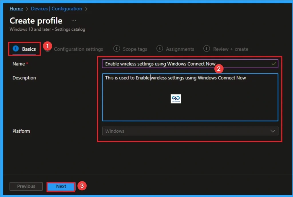 Enable Wireless Settings for Windows Connect Now using Intune - Fig.3