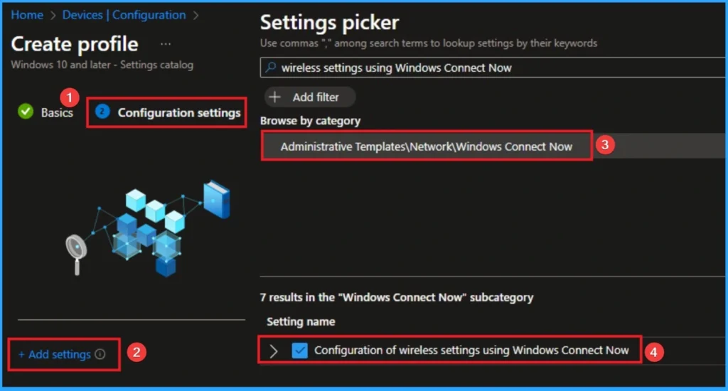 Enable Wireless Settings for Windows Connect Now using Intune - Fig.4