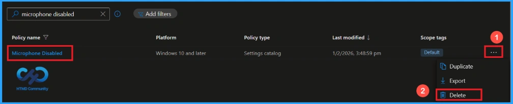 Managing Microphone Access on HoloLens 2 using Intune - Fig.1
