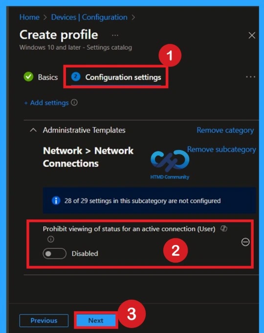 Managing Network Visibility by Disabling User Access to Connection Status using Intune Policy - Fig.4