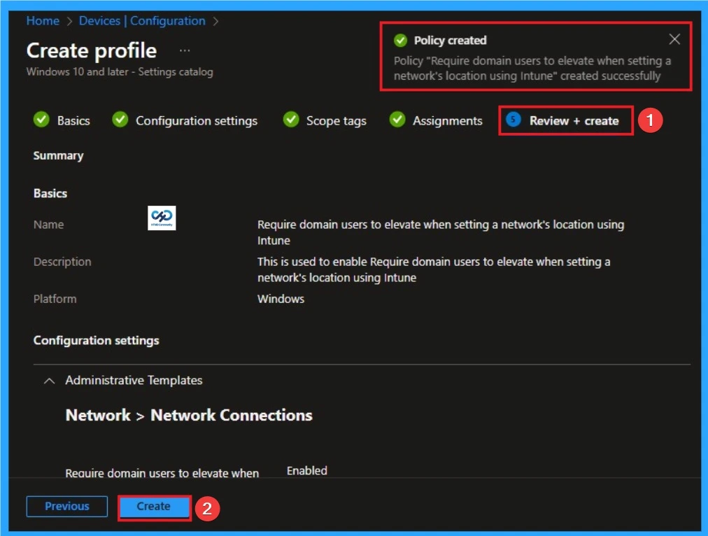 Require Domain users to Elevate when Setting Network's Location using Intune - Fig.9