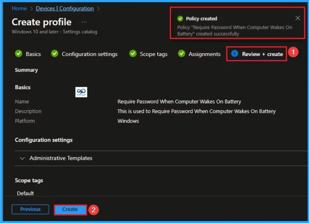 Require Password when Computer Wakes on Battery using Intune 10 Require Password when Computer Wakes on Battery using Intune - Fig.9