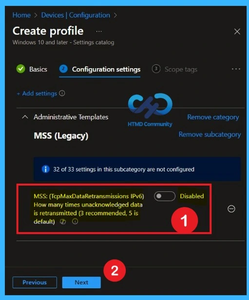 Securing TCP IPv6 Communications by Limiting Retransmissions using Intune Policy- Fig.4