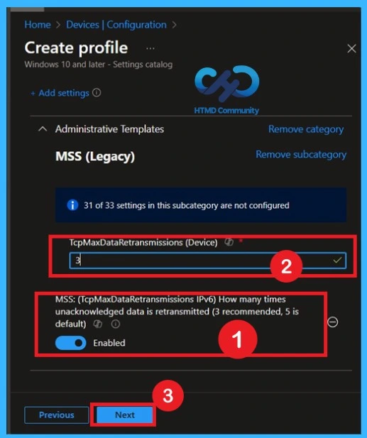 Securing TCP IPv6 Communications by Limiting Retransmissions using Intune Policy- Fig.5