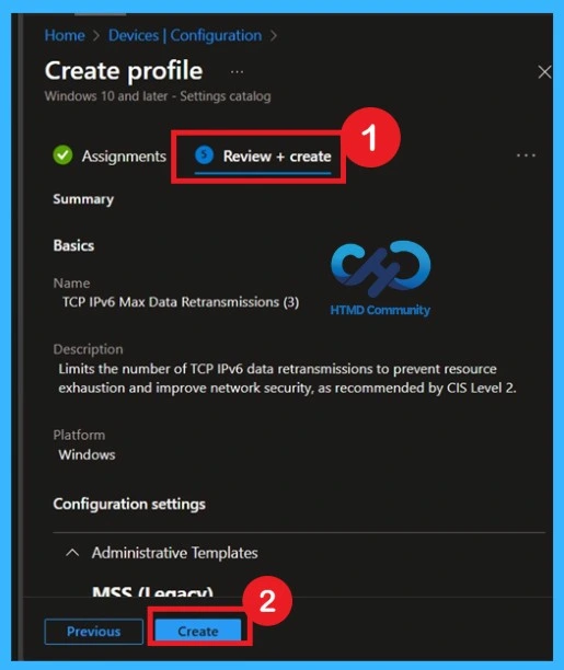 Securing TCP IPv6 Communications by Limiting Retransmissions using Intune Policy- Fig.8
