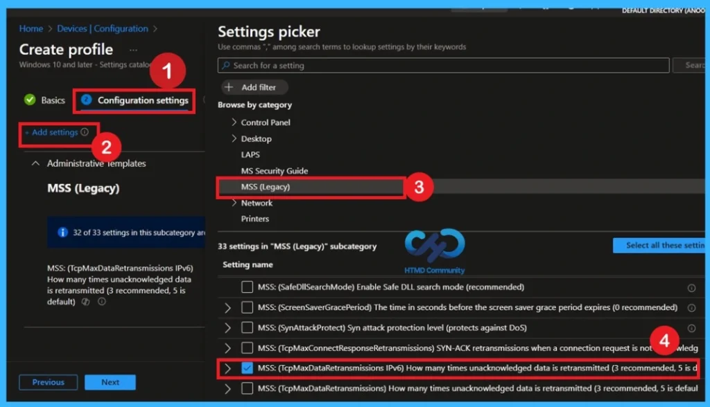 Securing TCP IPv6 Communications by Limiting Retransmissions using Intune Policy- Fig.3