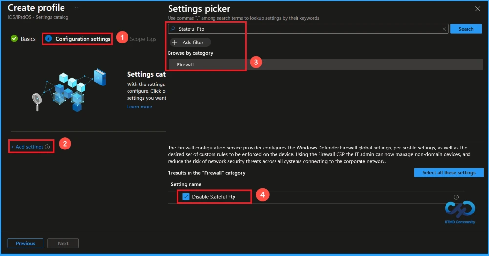 Microsoft Intune Stateful FTP Filtering Setting for Secondary Connections - Fig.3