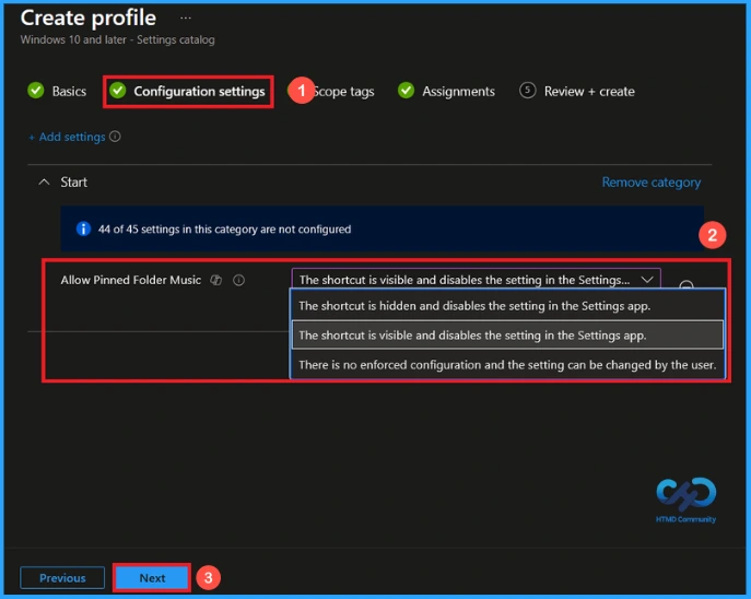 Control Music Shortcut on the Start Menu using Intune - Fig.5