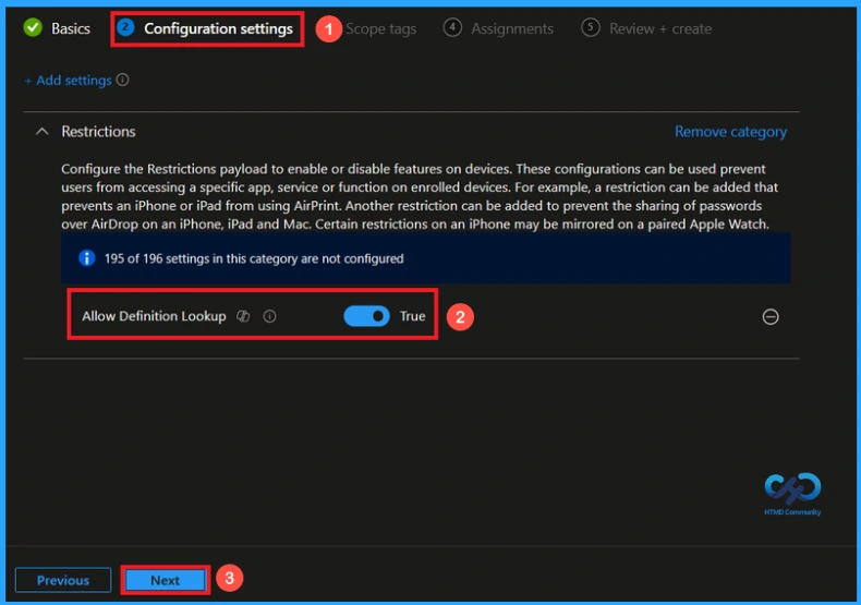 Controlling Defintion Lookup Feature in iOS using Intune - Fig.4