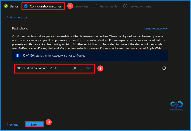 Controlling Defintion Lookup Feature in iOS using Intune - Fig.5