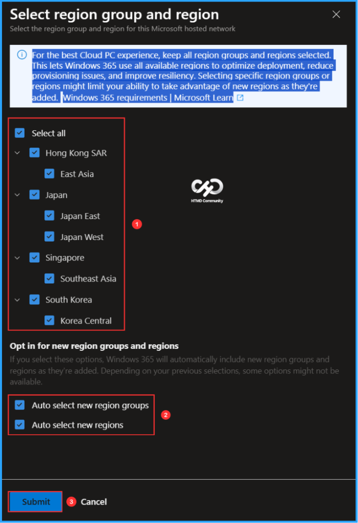 Easy Way to Update New Multi-Region Selection in Windows 365. Fig. 4
