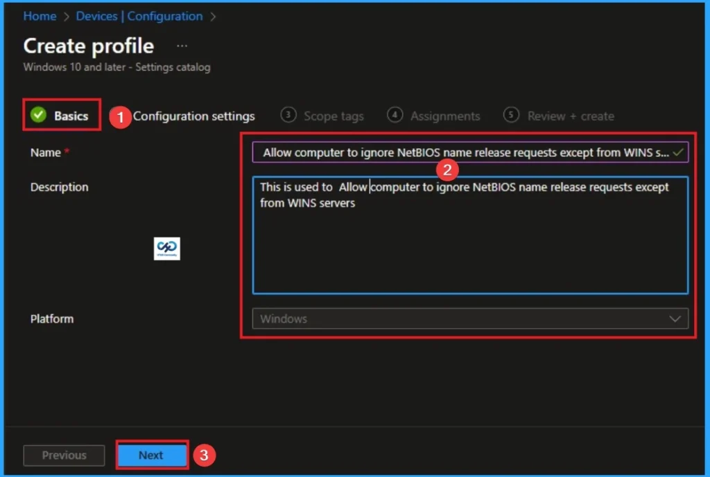 Enable Computer to Ignore NetBIOS Name Release Requests Except from WINS Servers using Intune - Fig.3