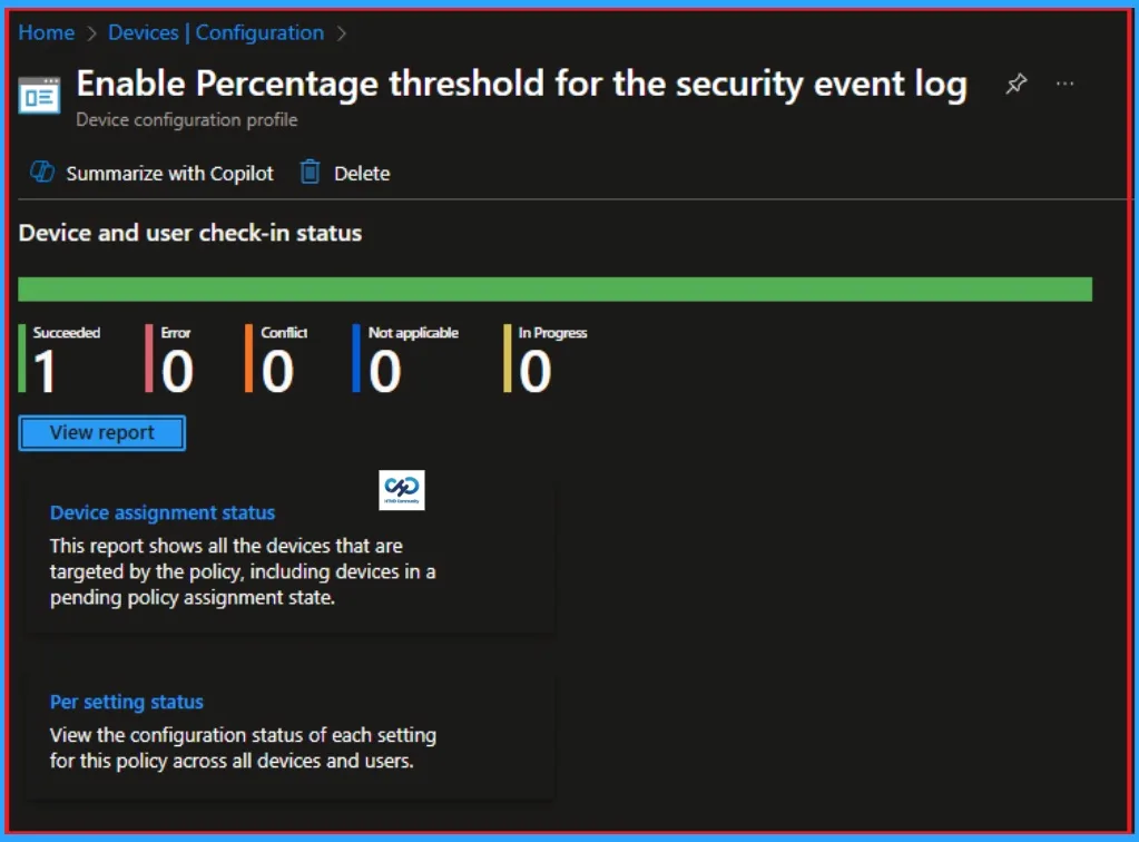 Enable Percentage Threshold for Security Event Log at which System will Generate a Warning using Intune - Fig.10