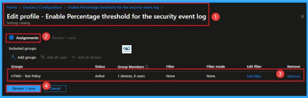 Enable Percentage Threshold for Security Event Log at which System will Generate a Warning using Intune - Fig.12