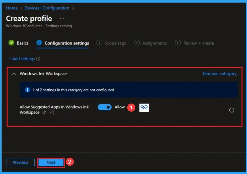 Enable Suggested Apps in Windows Ink Workspace using Intune - Fig.5