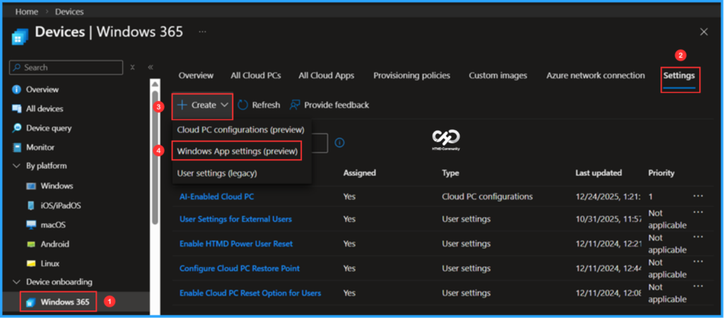 How to Configure New Windows App Settings for Windows 365 using Intune. Fig. 1