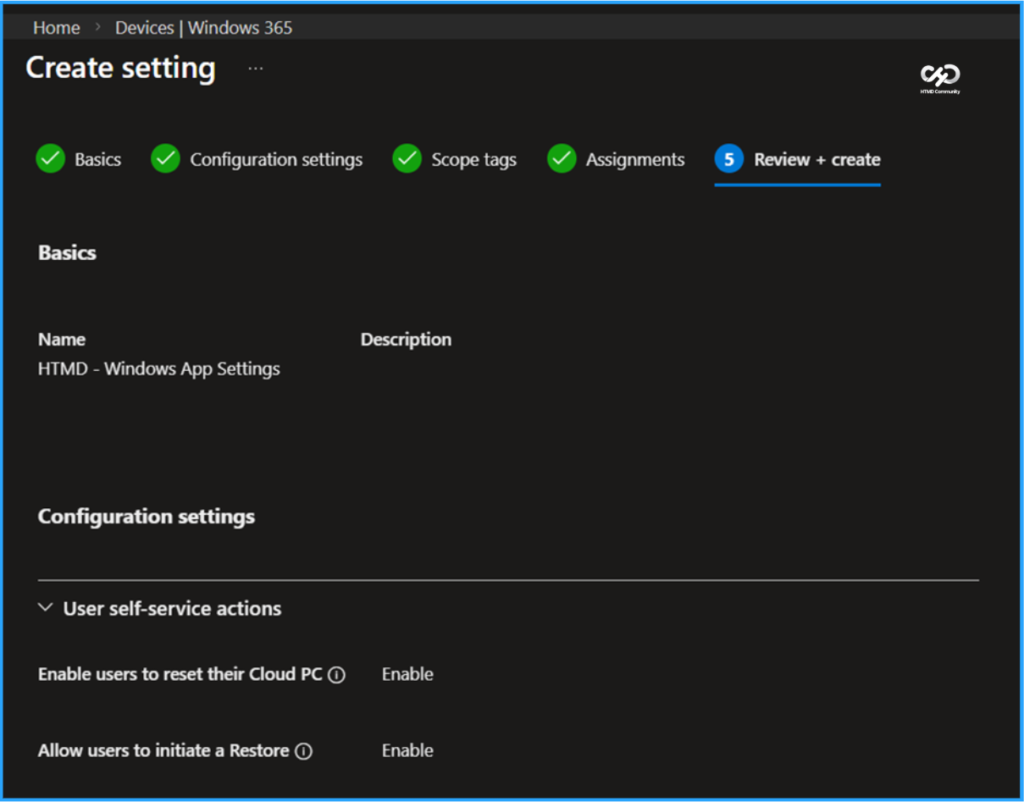 How to Configure New Windows App Settings for Windows 365 using Intune. Fig. 6