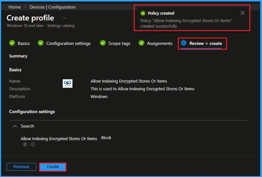 How to Safely Index Encrypted Stores or Items on Windows Devices using Intune - Fig.9