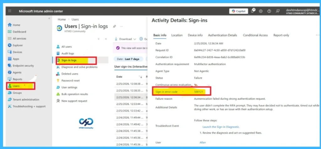 How to Troubleshoot Sign-in Error Code 500121 in Microsoft Intune-Fig.1
