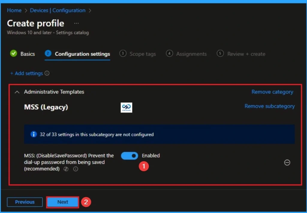 Prevent Dial-up Password from being Saved using Intune 7 Prevent Dial-up Password from being Saved using Intune - Fig.6