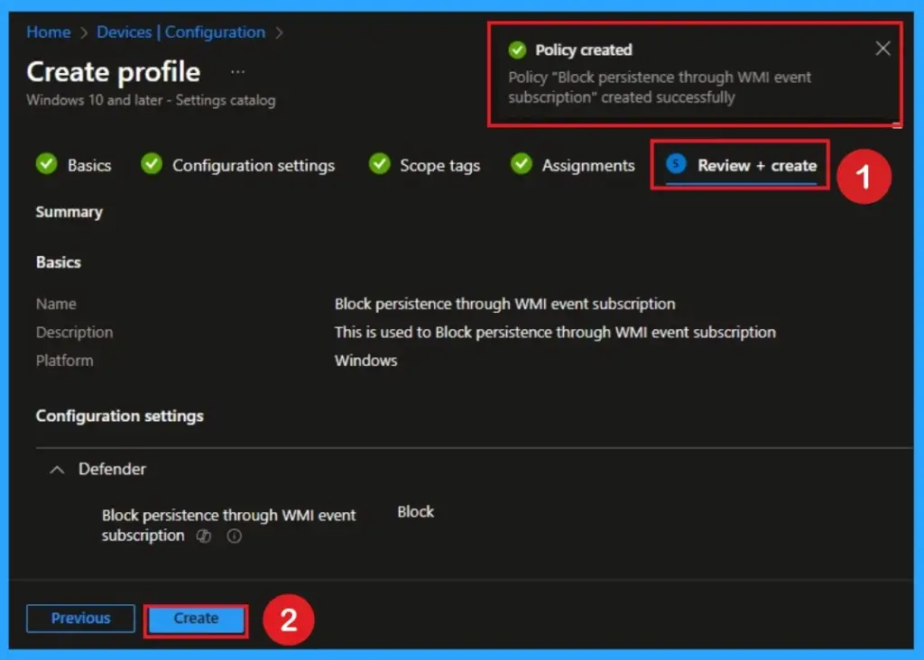 Block Persistence through WMI Event Subscription using Intune - Fig.8