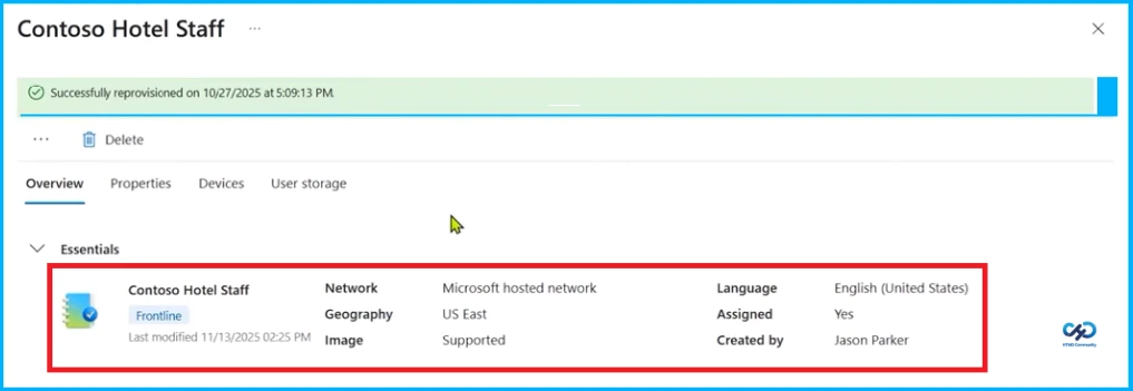 Configuring User Experience Sync with Windows 365 Frontline Provisioning Policies - Fig.9 creds to Jason Parker