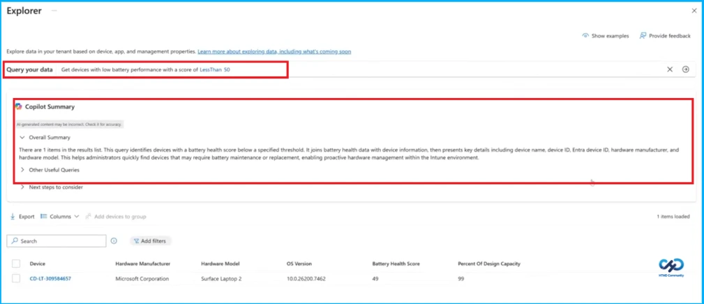Enhancing Data Exploration and Action with Microsoft Intune using Copilot - Fig.4 creds to Janusz Gal