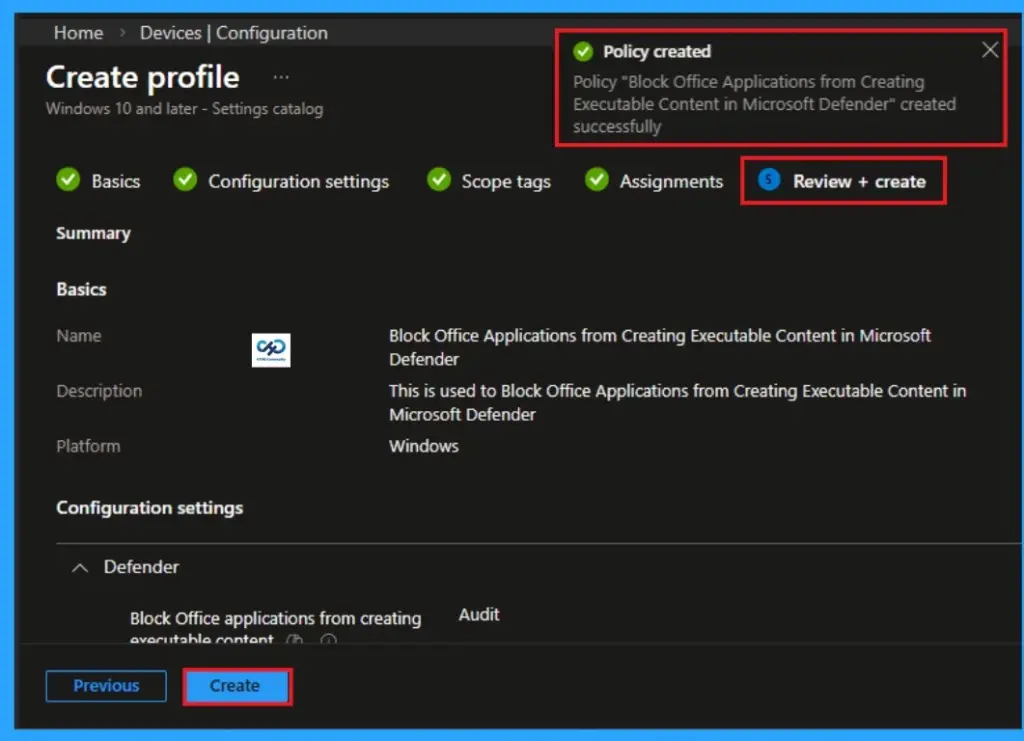 How to Block Office Applications from Creating Executable Content in Microsoft Defender using Intune - Fig.8