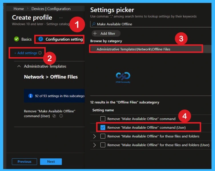 How to Configure Prevent Users from Making Network Files Available Offline using Microsoft Intune 4 How to Configure Prevent Users from Making Network Files Available Offline using Microsoft Intune -Fig.3