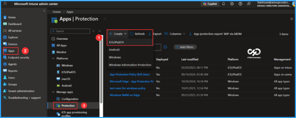 How to Create Screen Capture App Protection Policy for Windows 365 App using Intune. Fig. 1