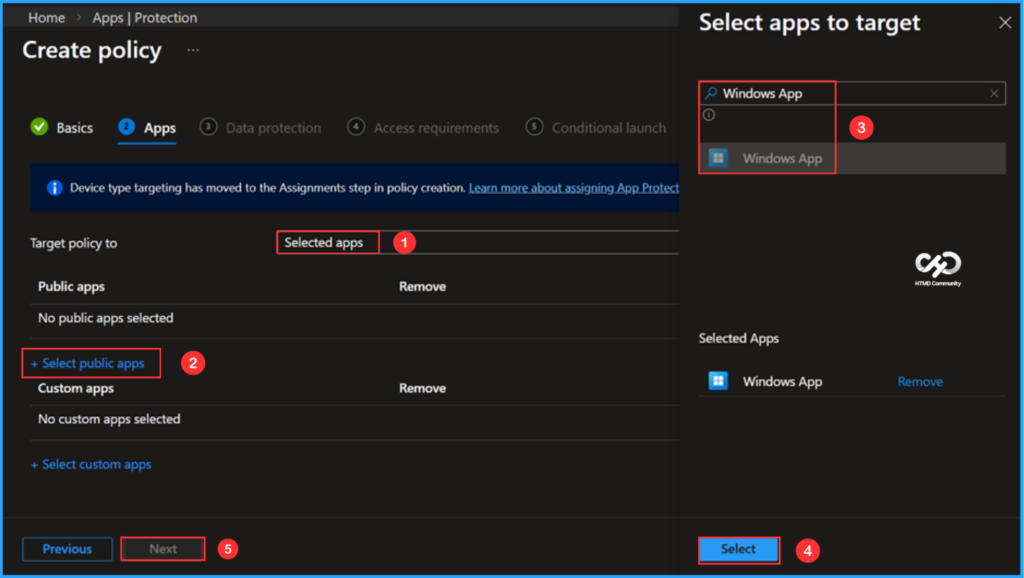 How to Create Screen Capture App Protection Policy for Windows 365 App using Intune. Fig. 3