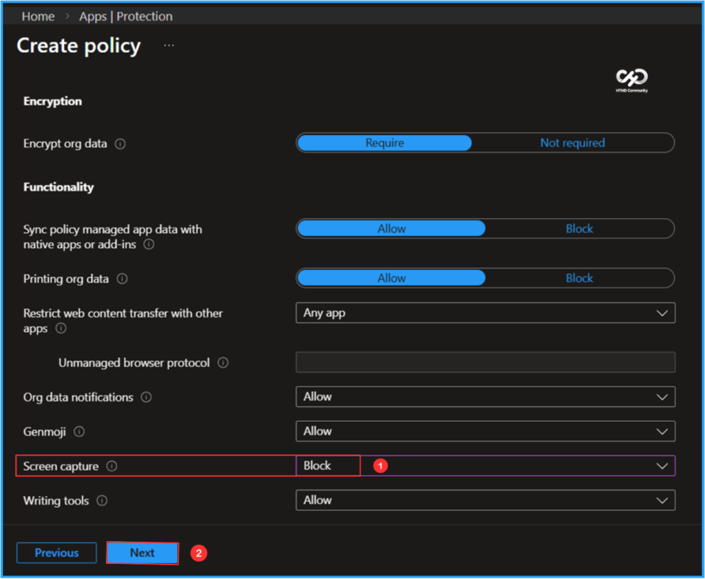 How to Create Screen Capture App Protection Policy for Windows 365 App using Intune. Fig. 4
