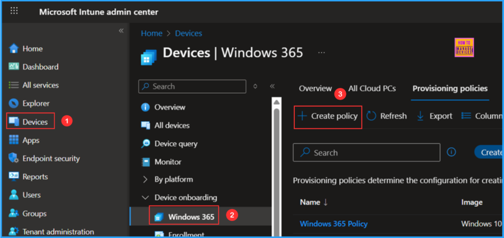 How to Create Windows 365 Frontline Dedicated Cloud PCs using Intune. Fig. 1