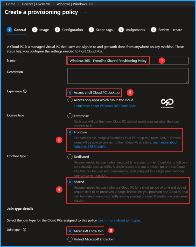 How to Create Windows 365 Frontline Shared Cloud PC using Intune. Fig. 2