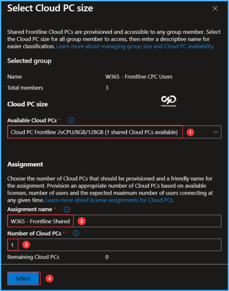 How to Create Windows 365 Frontline Shared Cloud PC using Intune. Fig. 7
