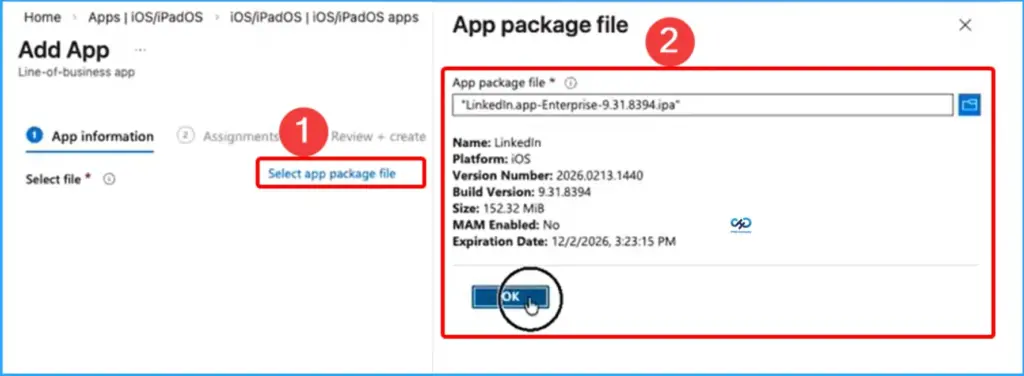 Deploy DDM-Based Line of Business Apps in Microsoft Intune for iOS and iPadOS Devices - Fig.4 - Creds to MS