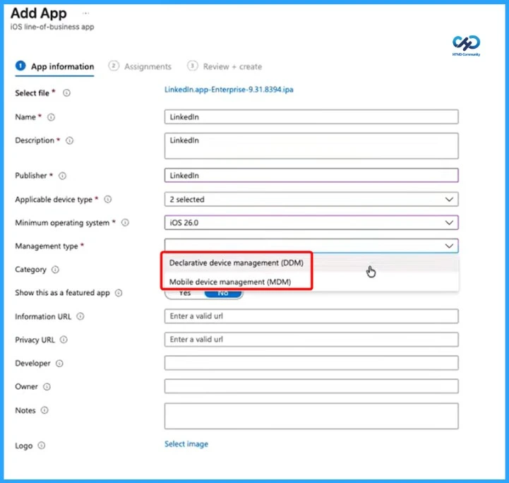 Deploy DDM-Based Line of Business Apps in Microsoft Intune for iOS and iPadOS Devices - Fig.5 - Creds to MS