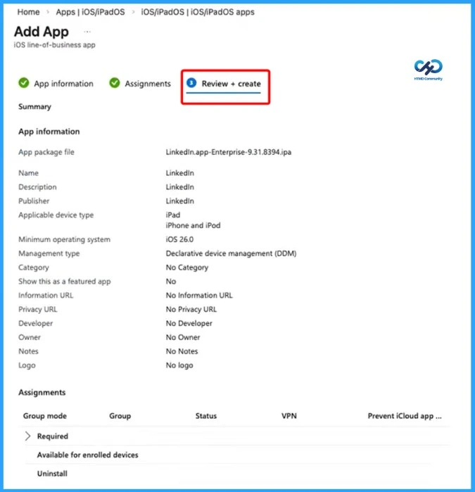 Deploy DDM-Based Line of Business Apps in Microsoft Intune for iOS and iPadOS Devices - Fig.7 - Creds to MS
